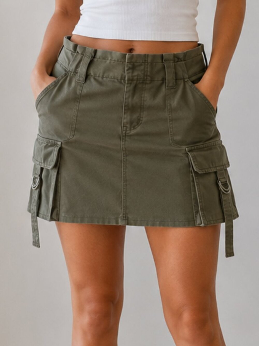 Garage Olive Green Cargo Mini Skirt Size Small